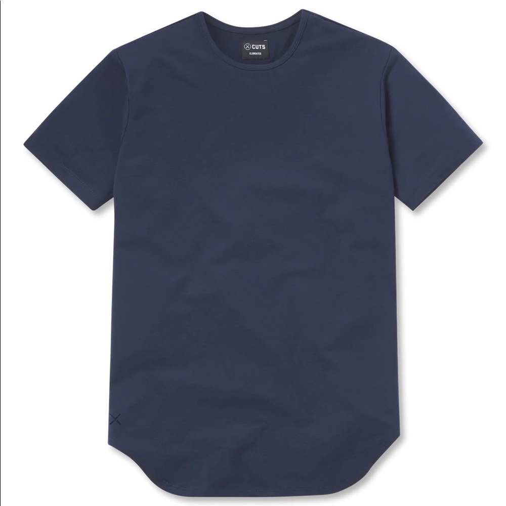 Cuts Elongated T shirt Pacific Blue